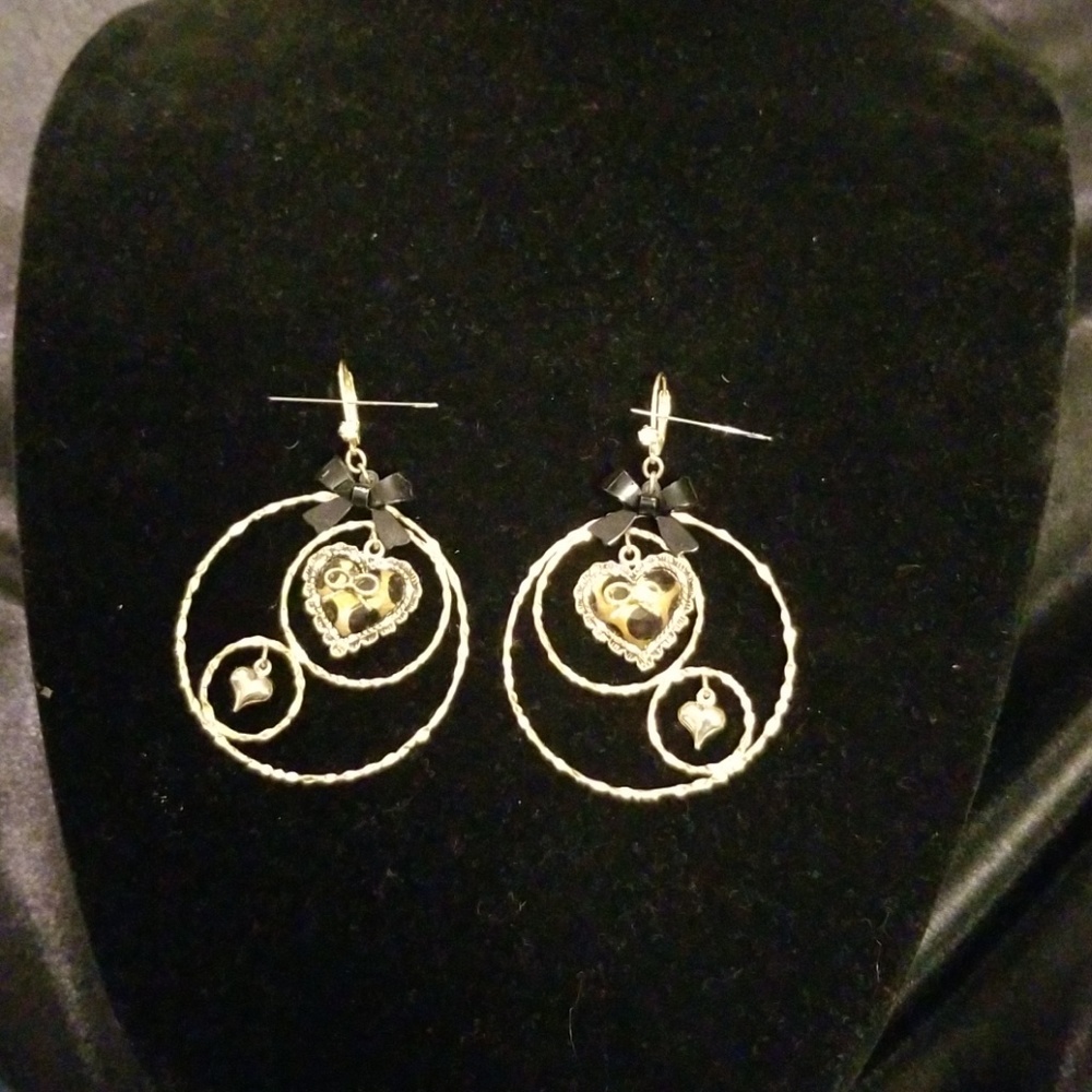 Betsey Johnson Gold and Black Earrings